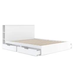 Bett Holz MARGARET mit Stauraum und Schubladen 160 x 200 cm weiss