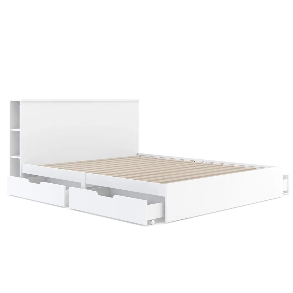 Bett Holz MARGARET mit Stauraum und Schubladen 160 x 200 cm weiss