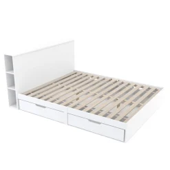 Bett Holz MARGARET mit Stauraum und Schubladen 160 x 200 cm weiss