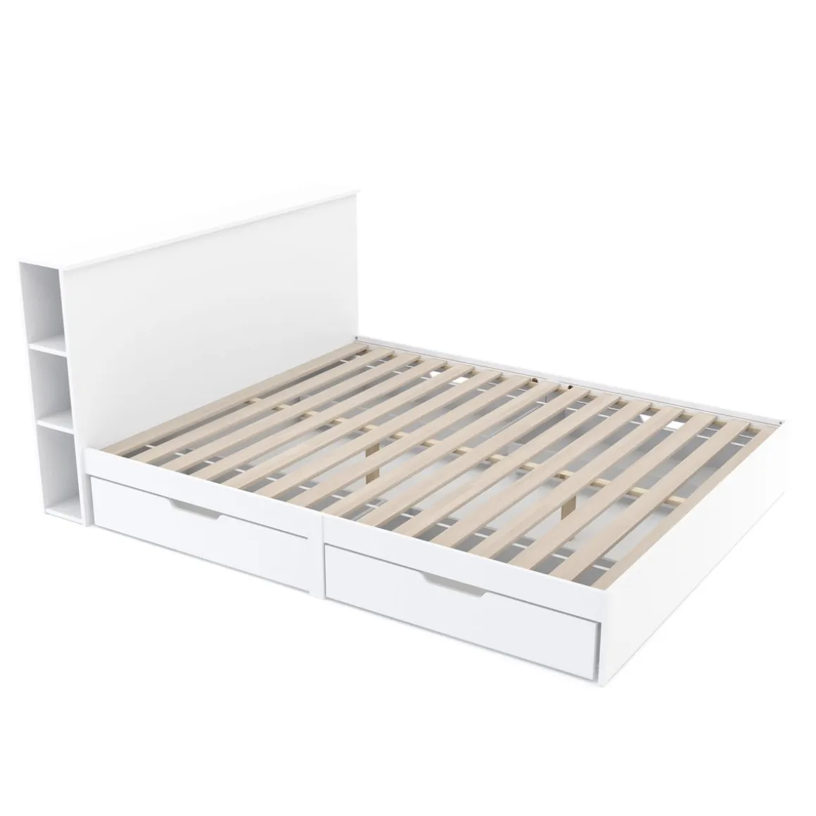 Bett Holz MARGARET mit Stauraum und Schubladen 160 x 200 cm weiss