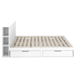 Bett Holz MARGARET mit Stauraum und Schubladen 160 x 200 cm weiss