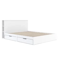 Bett Holz MARGARET mit Stauraum und Schubladen 160 x 200 cm weiss