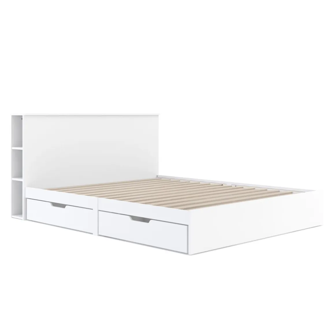 Bett Holz MARGARET mit Stauraum und Schubladen 160 x 200 cm weiss