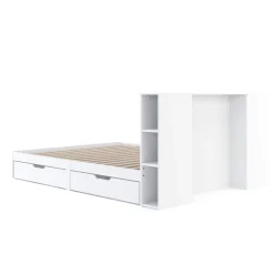 Bett Holz MARGARET mit Stauraum und Schubladen 160 x 200 cm weiss