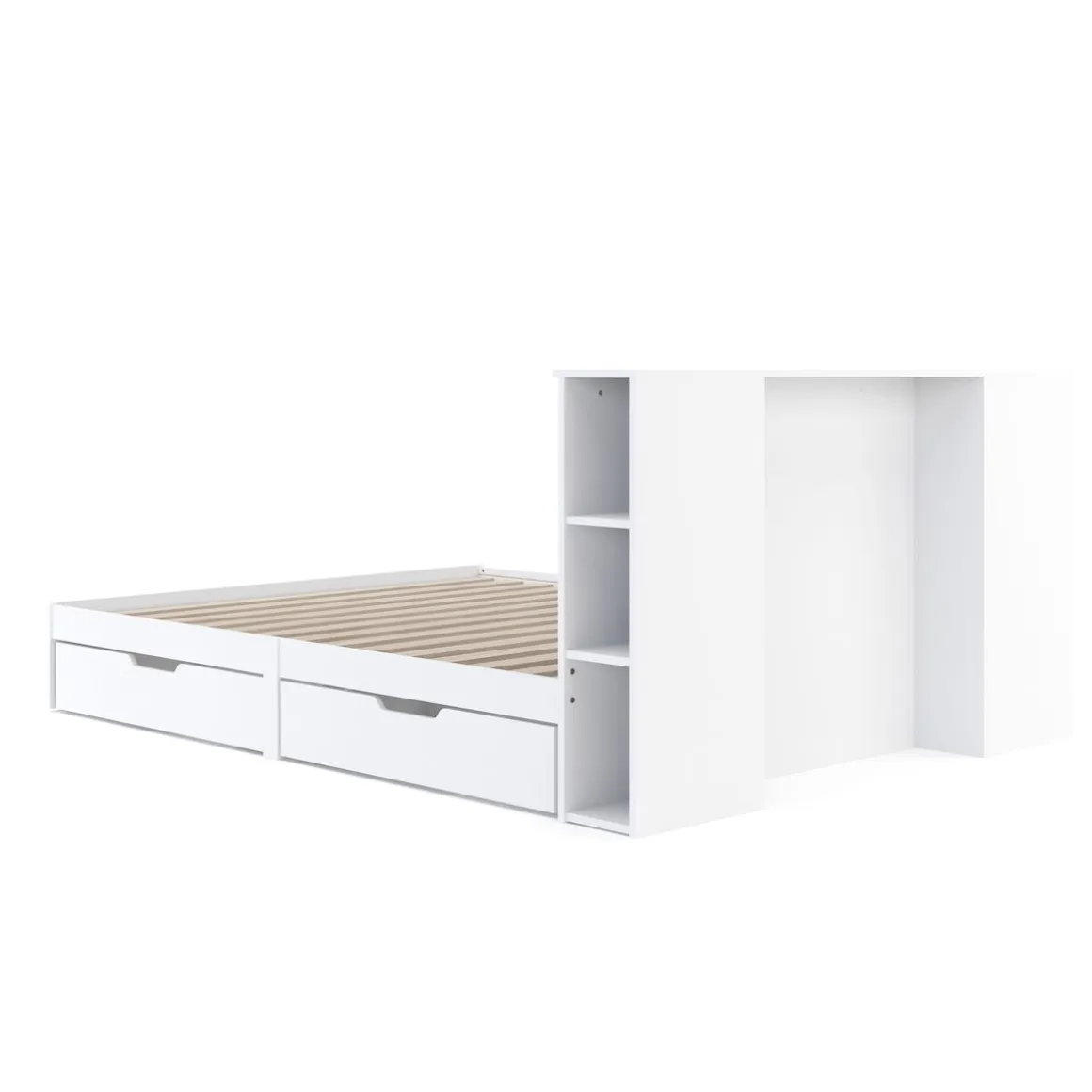Bett Holz MARGARET mit Stauraum und Schubladen 160 x 200 cm weiss