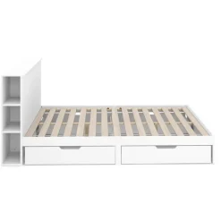 Bett Holz MARGARET mit Stauraum und Schubladen 140 x 200 cm weiss