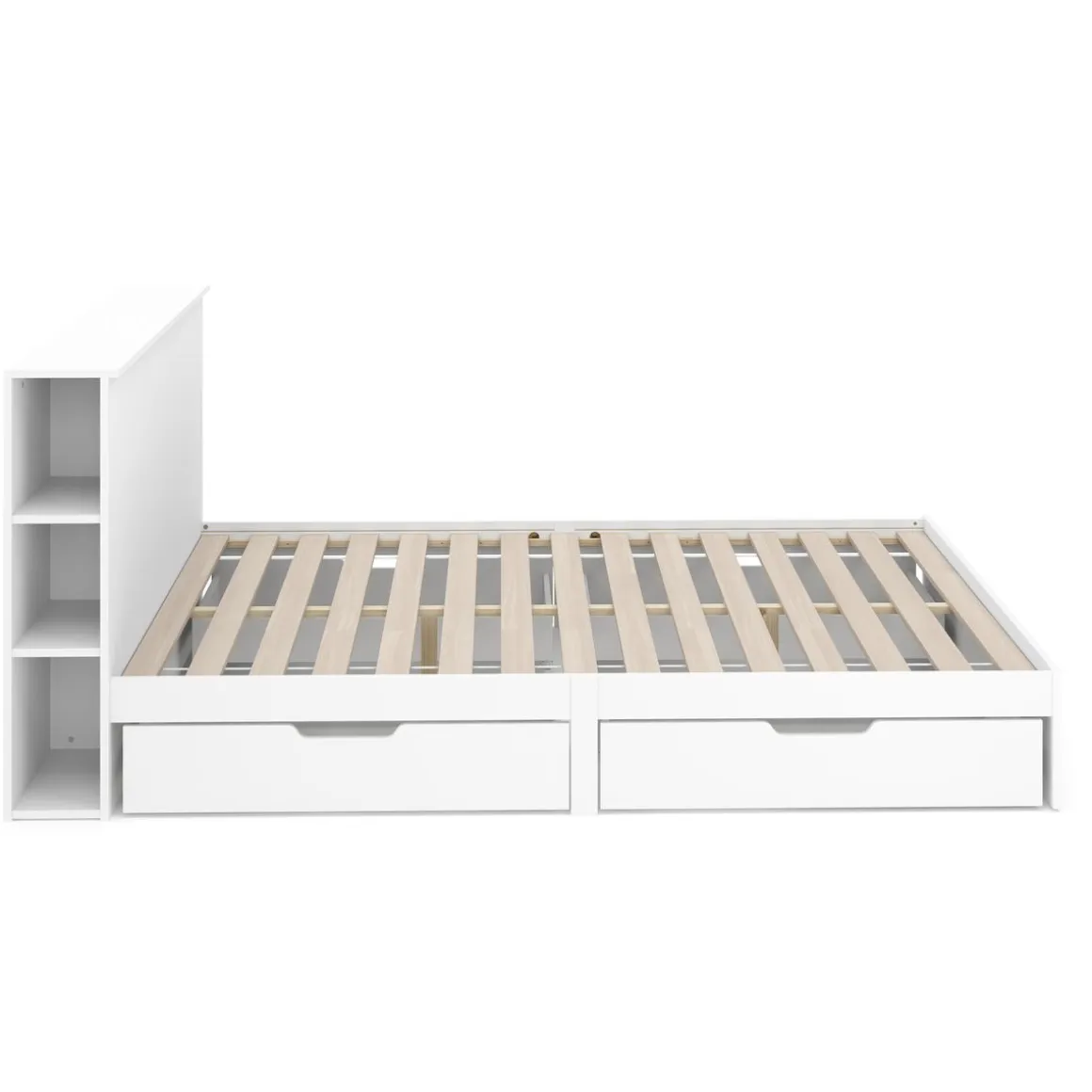 Bett Holz MARGARET mit Stauraum und Schubladen 140 x 200 cm weiss