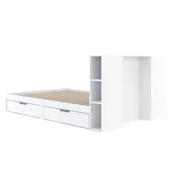 Bett Holz MARGARET mit Stauraum und Schubladen 140 x 200 cm weiss