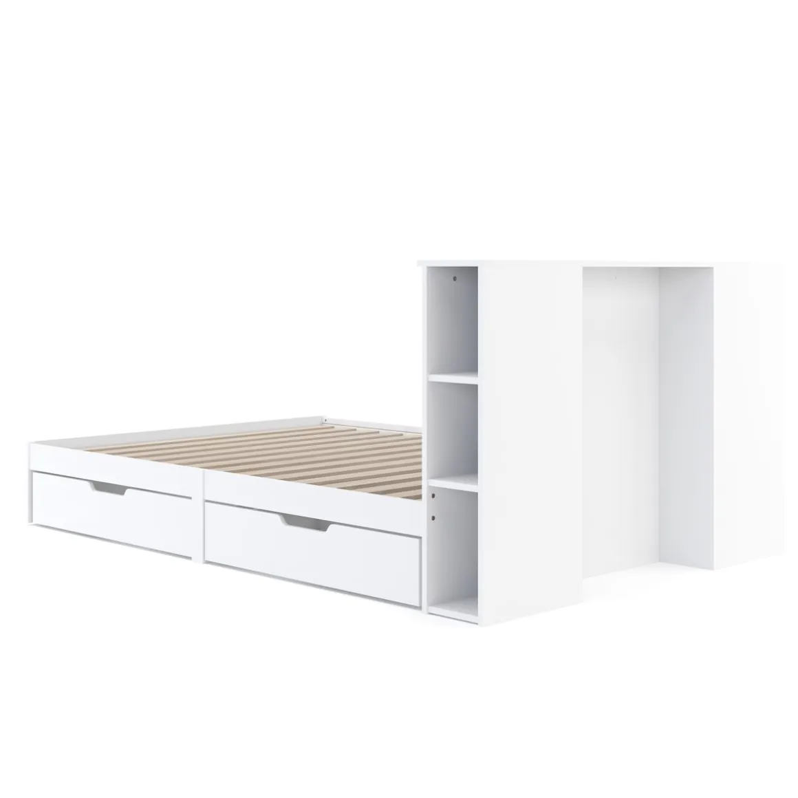 Bett Holz MARGARET mit Stauraum und Schubladen 140 x 200 cm weiss