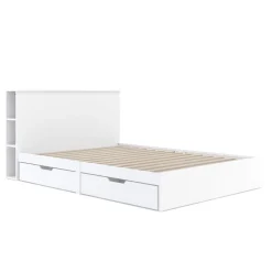 Bett Holz MARGARET mit Stauraum und Schubladen 140 x 200 cm weiss