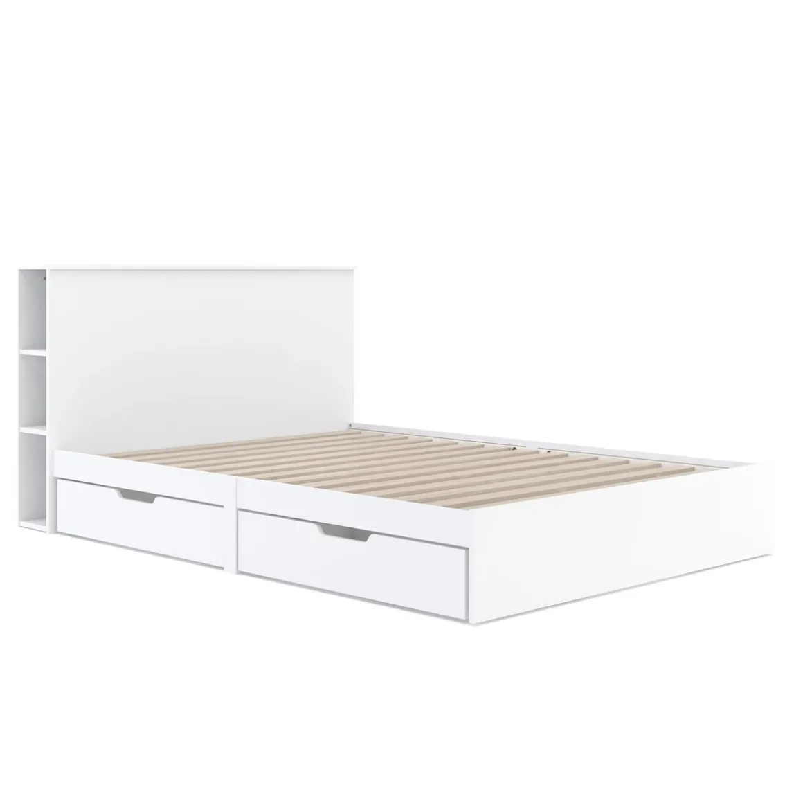 Bett Holz MARGARET mit Stauraum und Schubladen 140 x 200 cm weiss