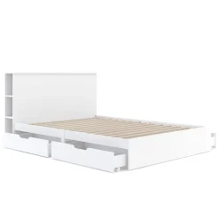 Bett Holz MARGARET mit Stauraum und Schubladen 140 x 200 cm weiss