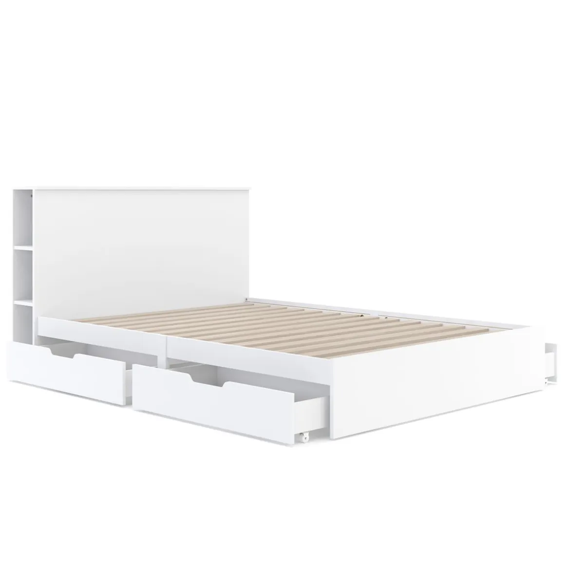 Bett Holz MARGARET mit Stauraum und Schubladen 140 x 200 cm weiss