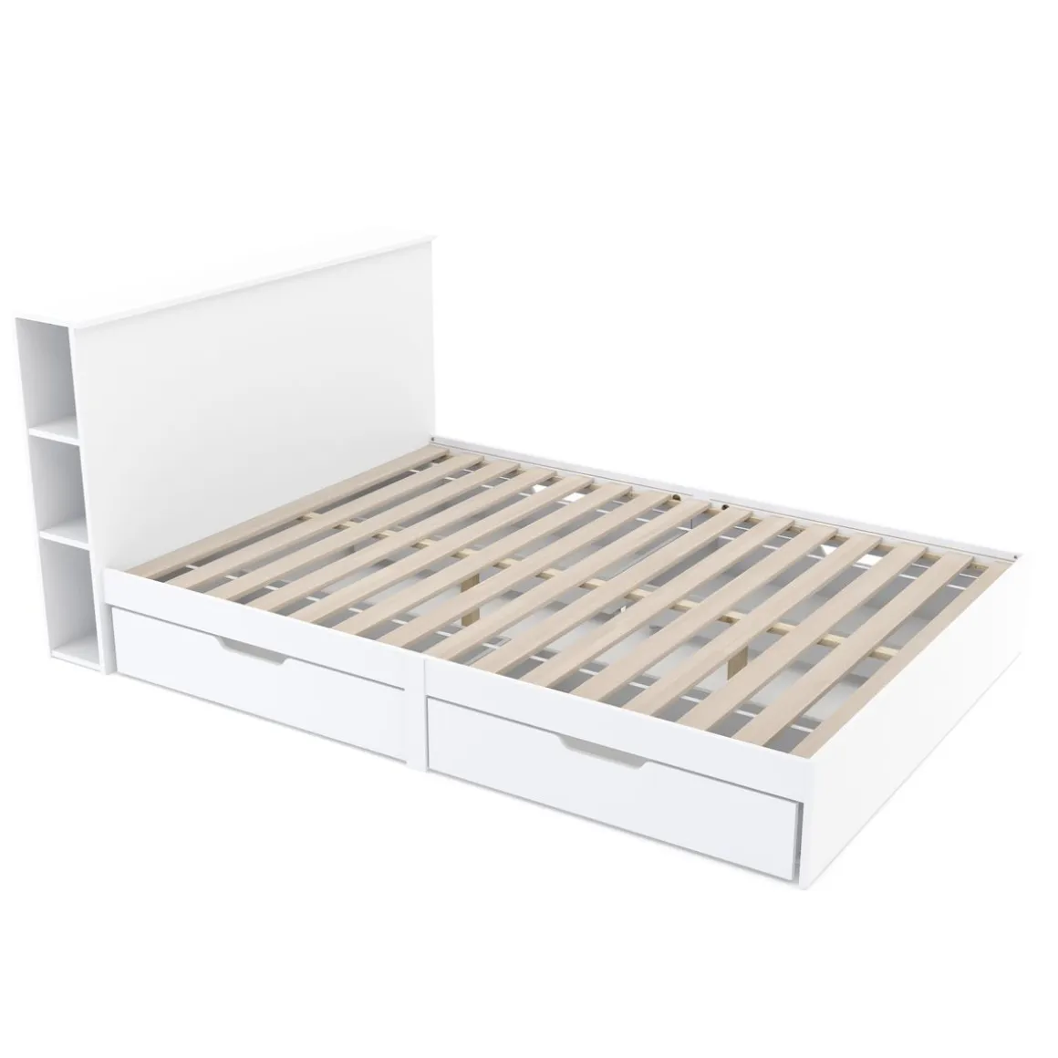 Bett Holz MARGARET mit Stauraum und Schubladen 140 x 200 cm weiss