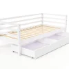 Bett Holz mit Schubladen 90 x 200 cm weiss