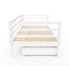 Bett Holz mit Schubladen 90 x 200 cm weiss