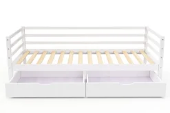 Bett Holz mit Schubladen 90 x 200 cm weiss