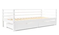 Bett Holz mit Schubladen 90 x 200 cm weiss