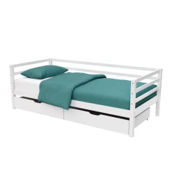 Bett Holz mit Schubladen 90 x 200 cm weiss
