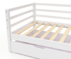 Bett Holz mit Schubladen 90 x 200 cm weiss