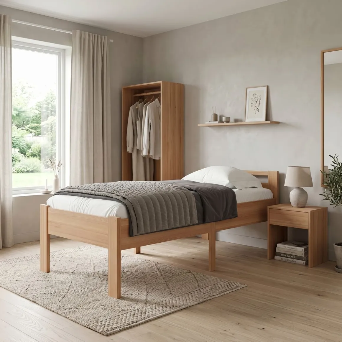 Bett Holz SHERWOOD 90 x 200 cm natur