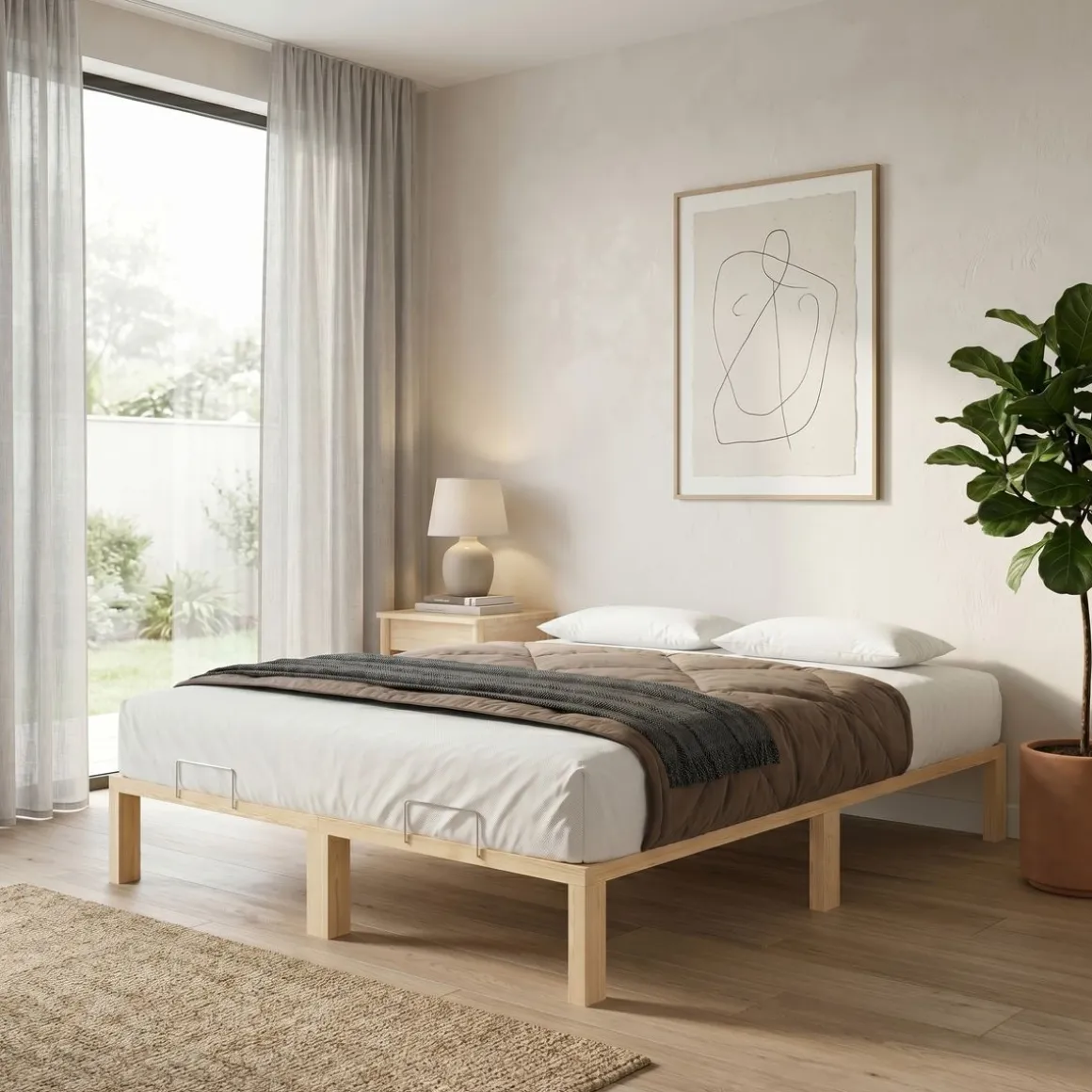 Bett Holz WEYBURN 180 x 200 cm natur