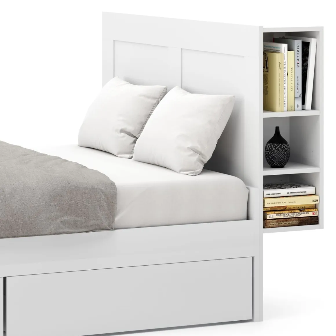 Bettkopfteil mit Stauraum 140 cm weiss