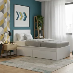 Bett mit 2 Schubladen RIGI 90 x 200 cm weiss