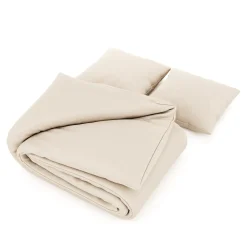 Bettwäsche 3-teilig 65 x 65 cm + 200 x 210 cm beige