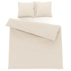 Bettwäsche 3-teilig 65 x 65 cm + 200 x 210 cm beige