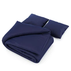 Bettwäsche 3-teilig 65 x 65 cm + 200 x 210 cm dunkelblau
