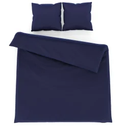 Bettwäsche 3-teilig 65 x 65 cm + 200 x 210 cm dunkelblau