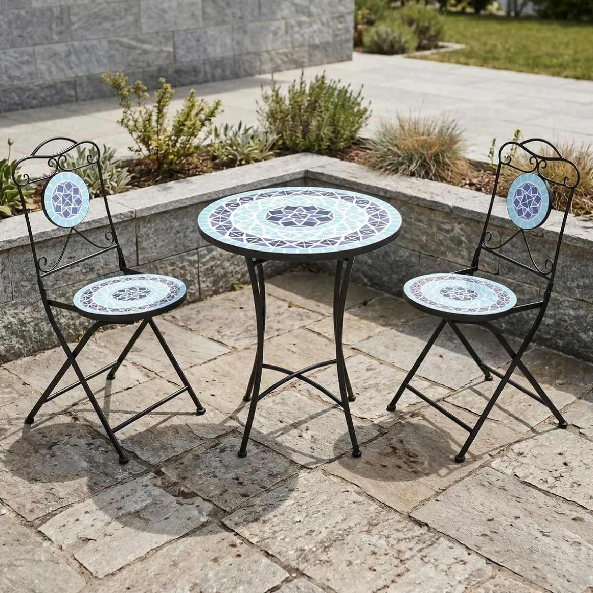 Bistroset MOSAIK 3-teilig blau