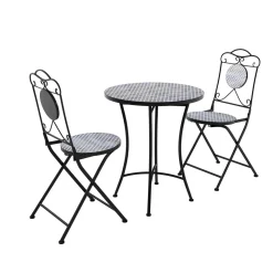 Bistroset MOSAIK 3-teilig Perle blau/grau