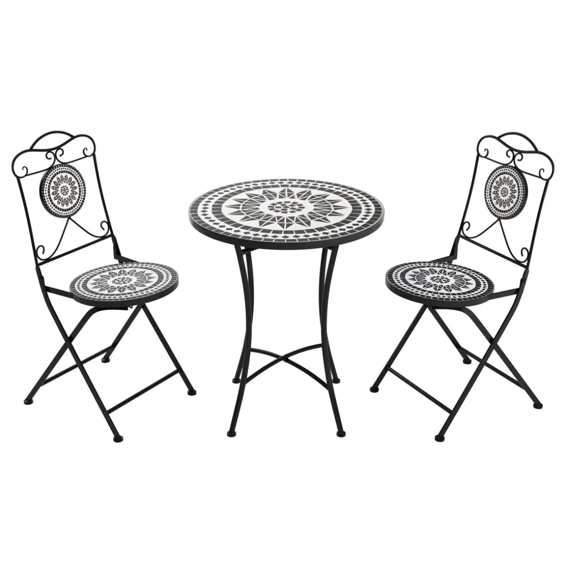 Bistroset MOSAIK 3-teilig schwarz/weiss