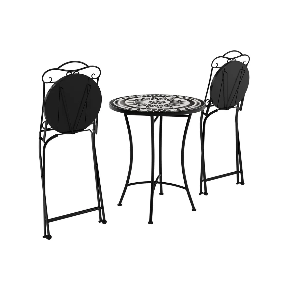 Bistroset MOSAIK 3-teilig schwarz/weiss