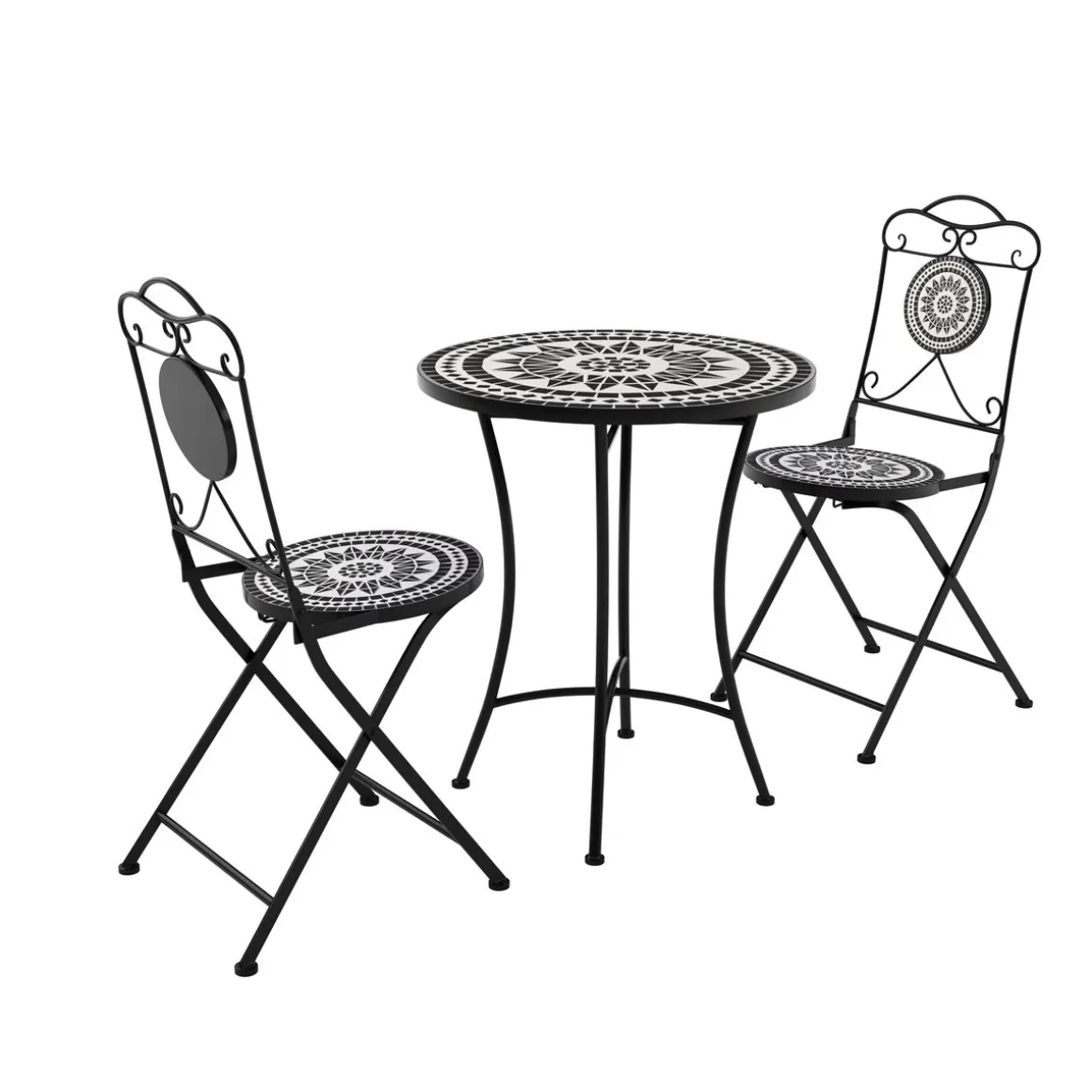Bistroset MOSAIK 3-teilig schwarz/weiss
