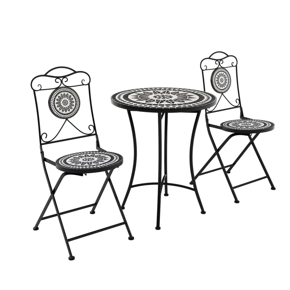 Bistroset MOSAIK 3-teilig schwarz/weiss