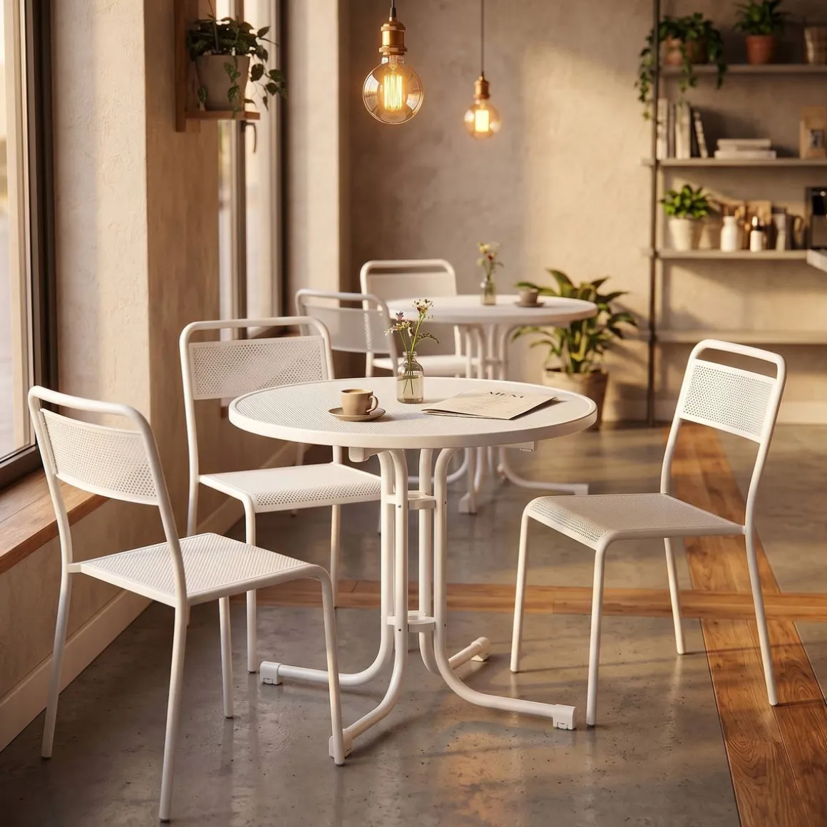 Bistrotisch Gartentisch RICO klappbar rund 80 x 70 cm weiss