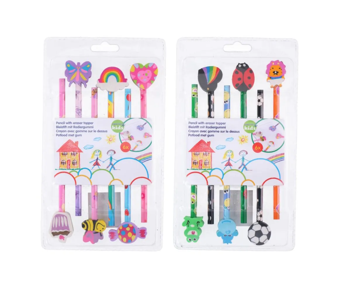 Bleistift mit Radiergummi 6er Set