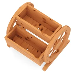Blumenkasten mit Wagenrad braun