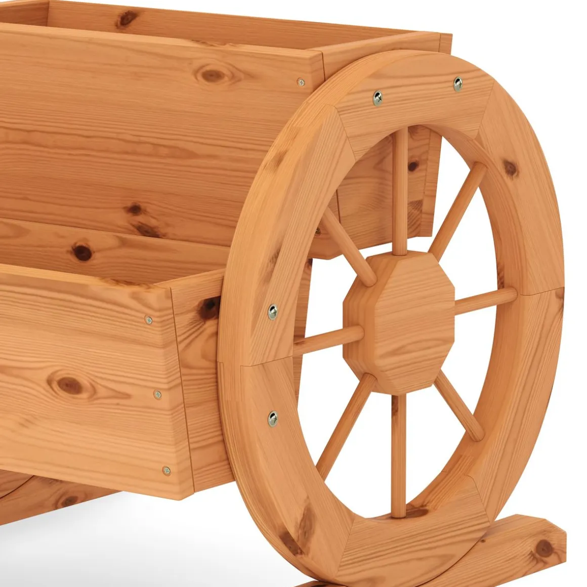 Blumenkasten mit Wagenrad braun