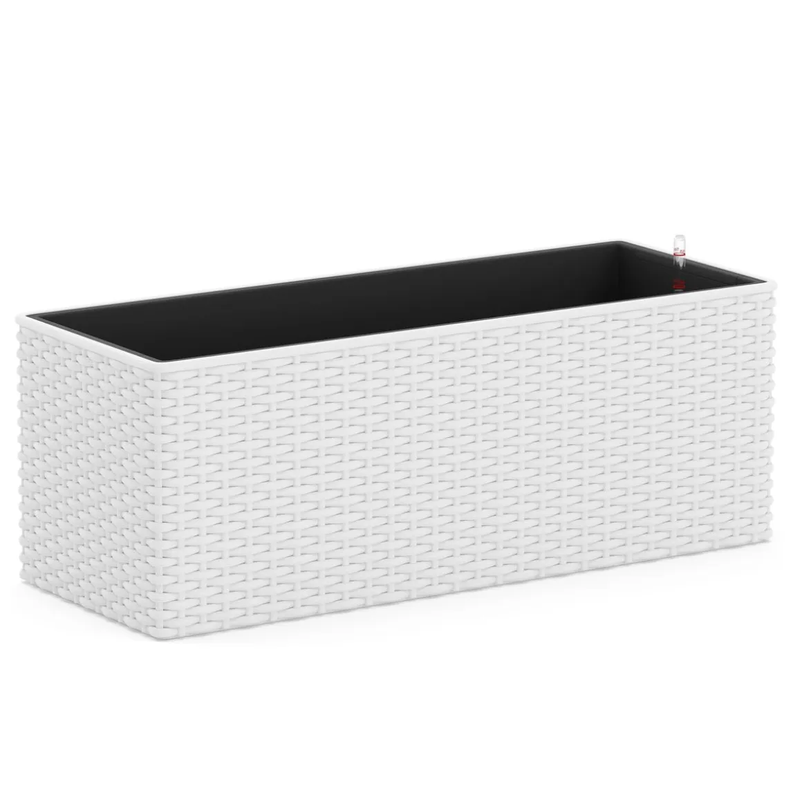 Blumenkiste Rattan mit Bewässerungssystem 50 x 19 x 19 cm 2er Set weiss