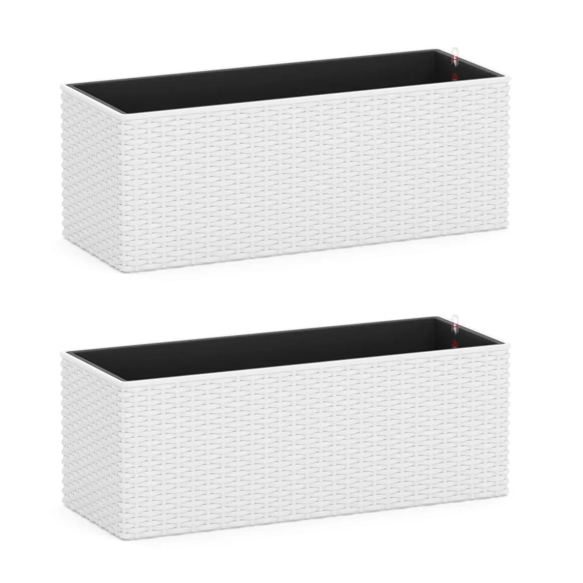 Blumenkiste Rattan mit Bewässerungssystem 50 x 19 x 19 cm 2er Set weiss