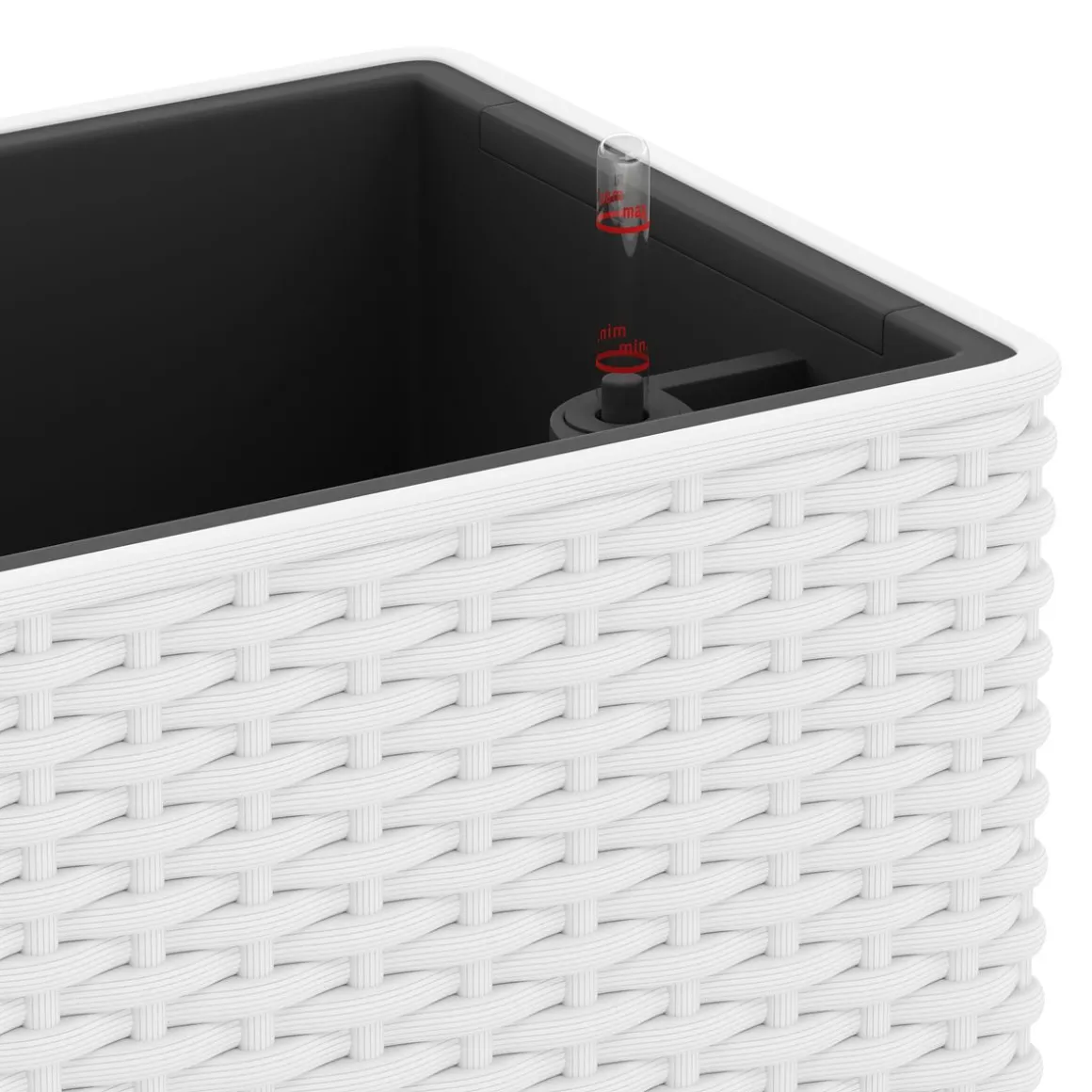 Blumenkiste Rattan mit Bewässerungssystem 50 x 19 x 19 cm 2er Set weiss