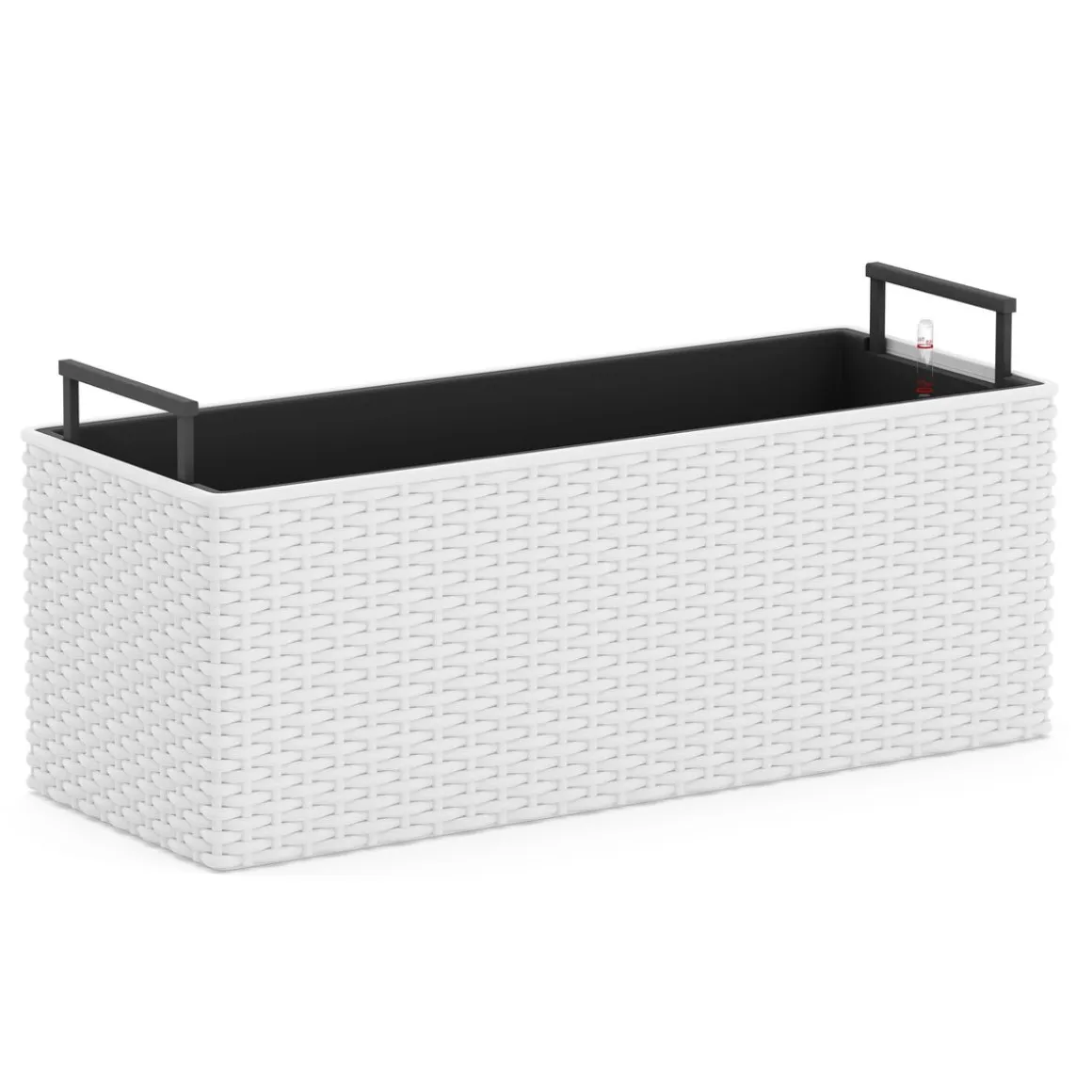 Blumenkiste Rattan mit Bewässerungssystem 50 x 19 x 19 cm 2er Set weiss