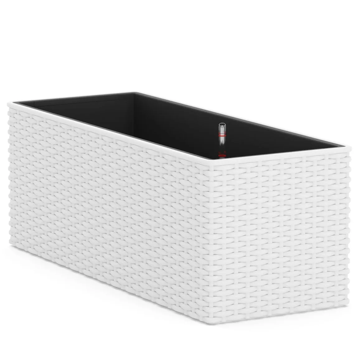 Blumenkiste Rattan mit Bewässerungssystem 50 x 19 x 19 cm 2er Set weiss