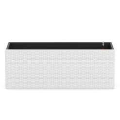 Blumenkiste Rattan mit Bewässerungssystem 50 x 19 x 19 cm 2er Set weiss