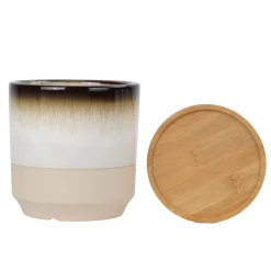 Blumentopf Keramik 14.5 cm weiss/beige