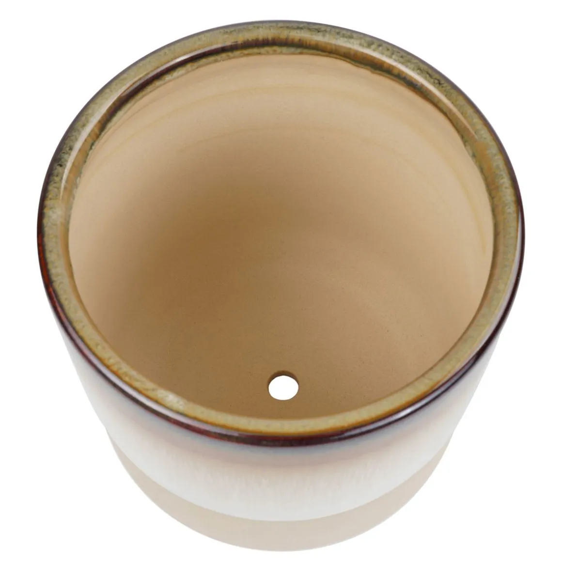 Blumentopf Keramik 14.5 cm weiss/beige